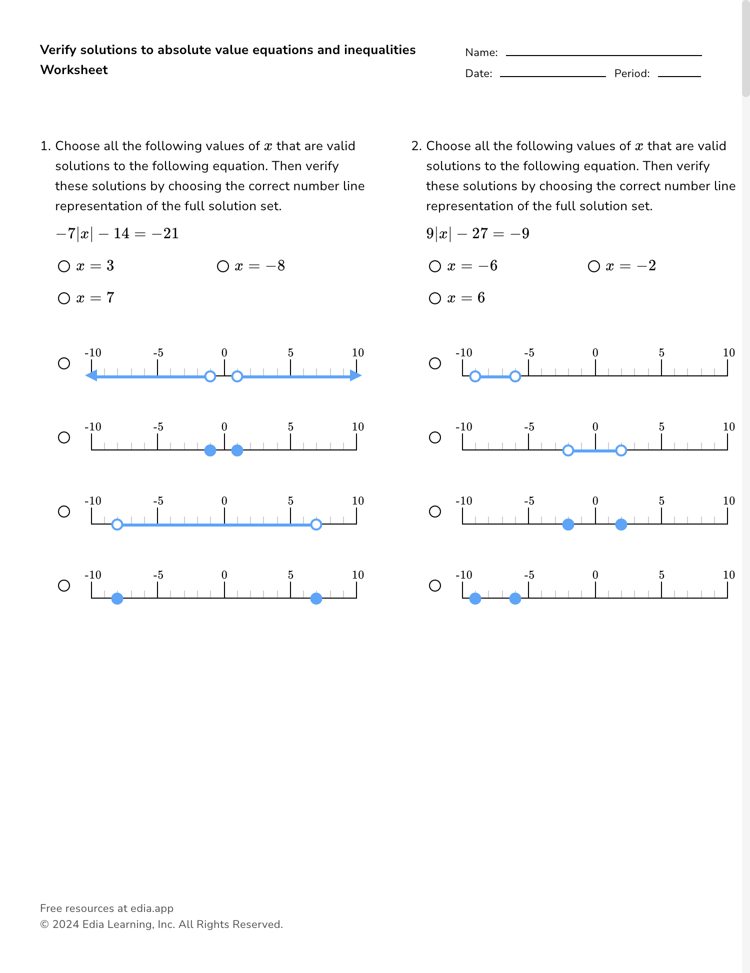 absolute value equations worksheet absolute value equations worksheet