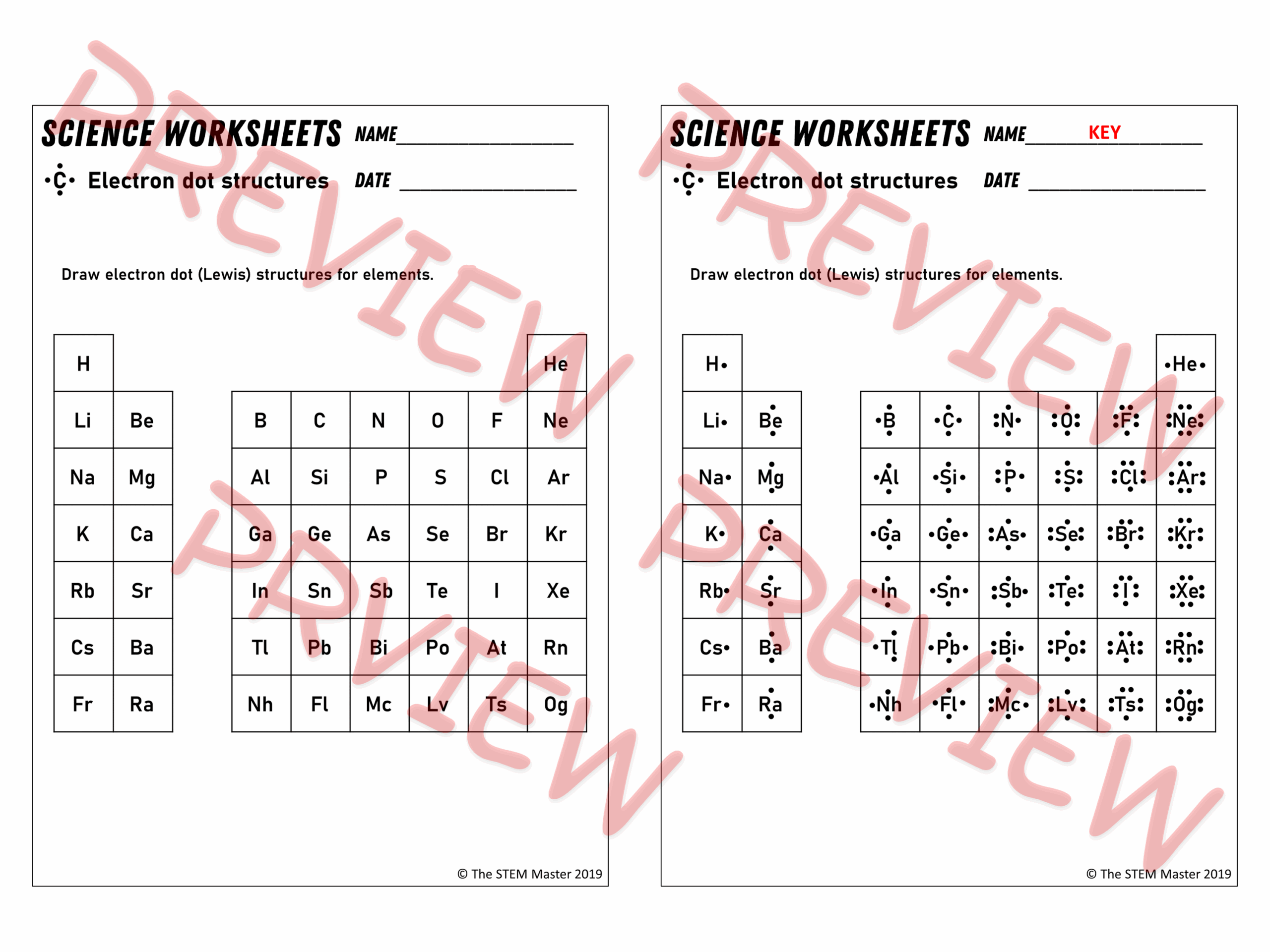 Electron Dot Lewis Structure Diagram Worksheet Made By Teachers