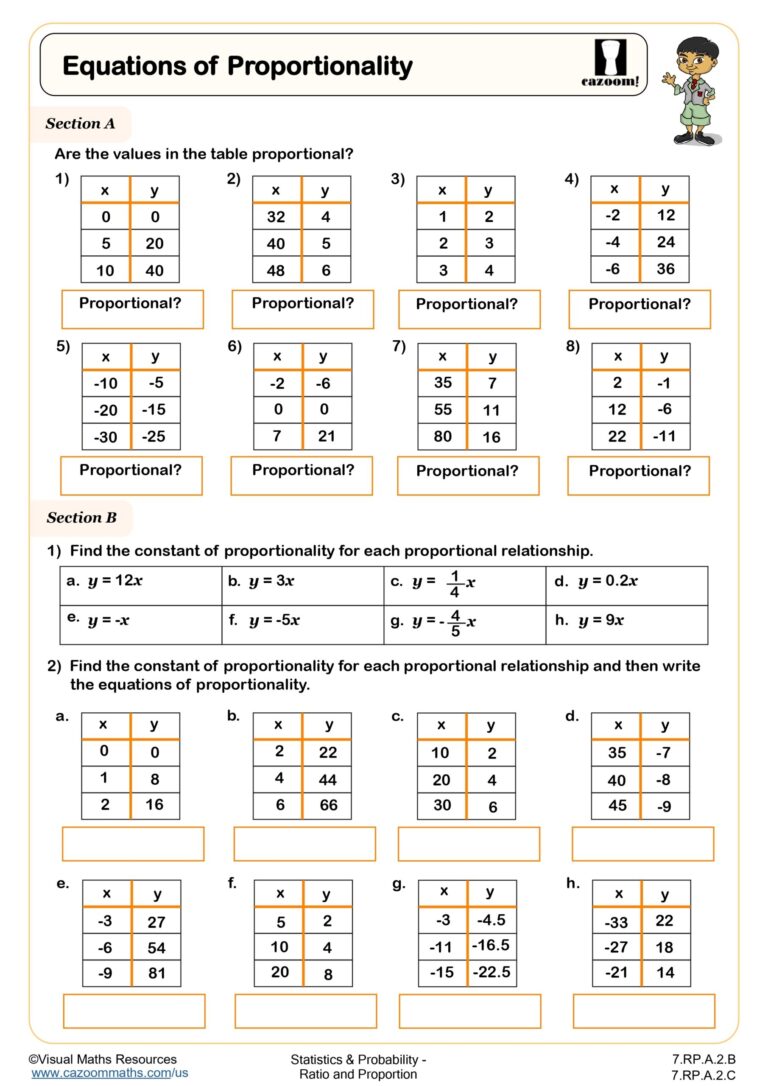 Equations Of Proportionality Worksheet Fun And Engaging 7th Grade Statistics And Probability Worksheet Cazoom Math