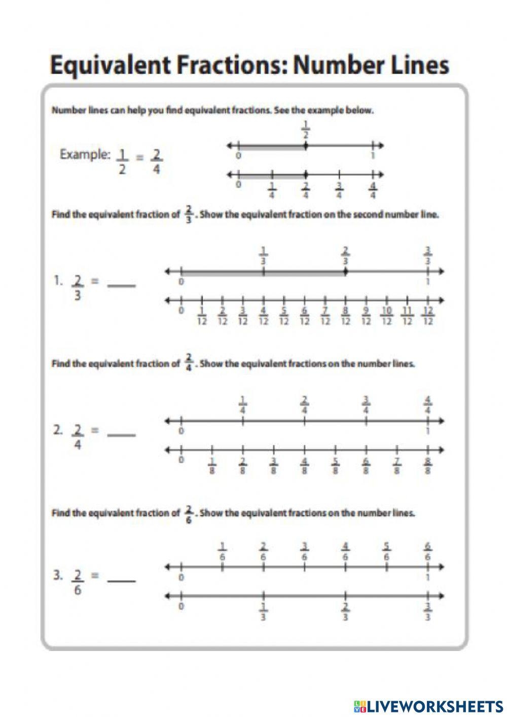 fractions on a number line worksheet fractions on a number line worksheet