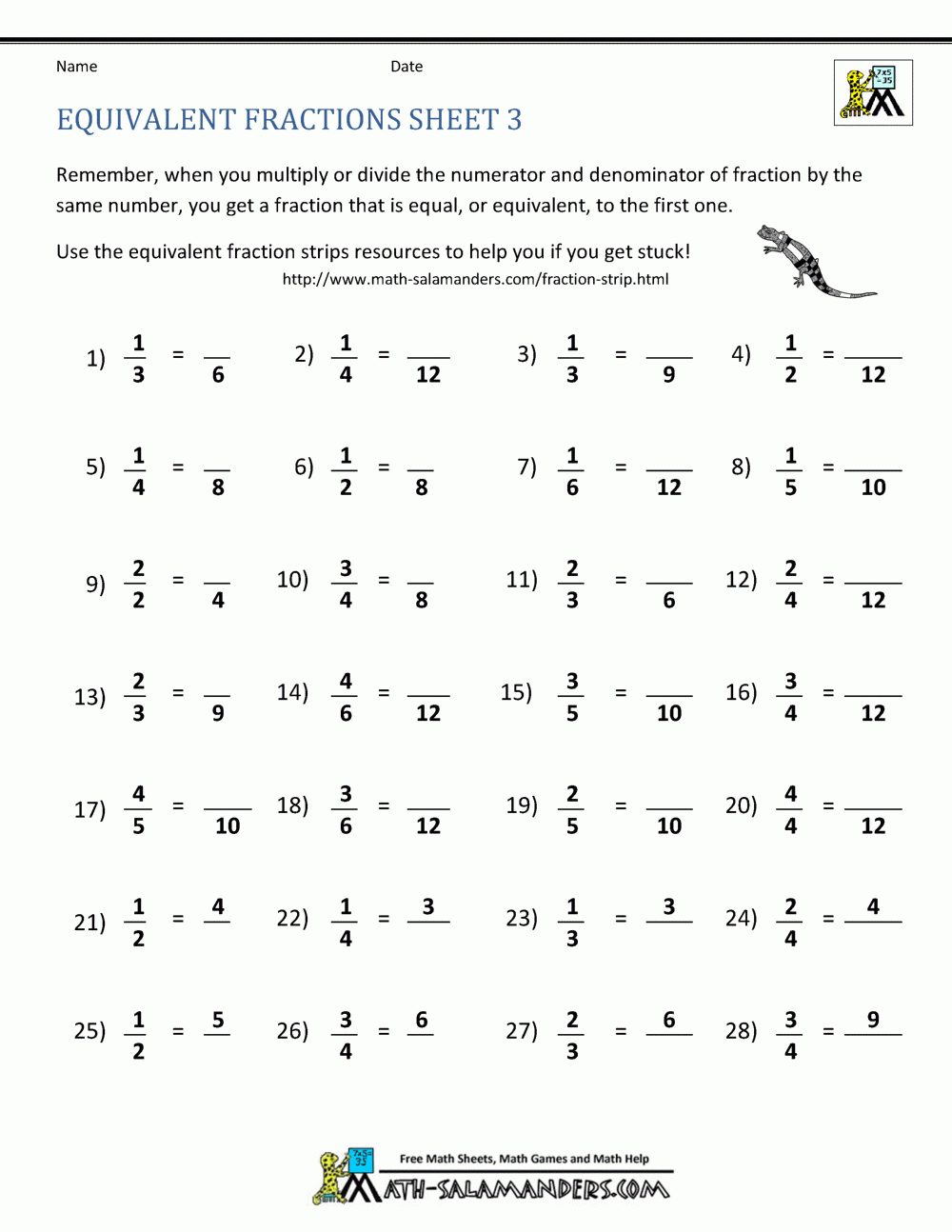 equivalent ratios worksheet