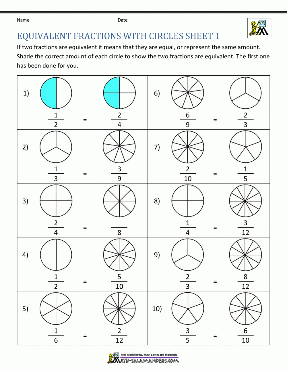 Equivalent Fractions Worksheet Worksheets Library