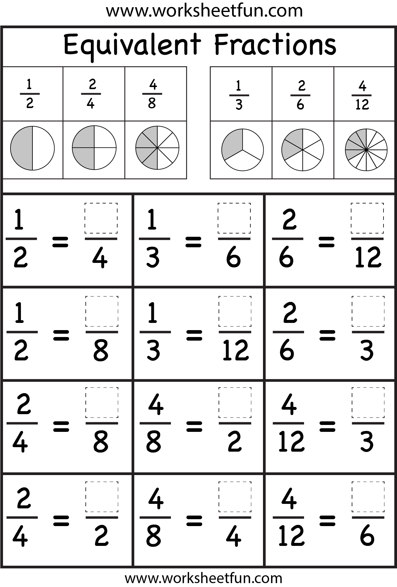 Equivalent Fractions Worksheets Worksheets Library