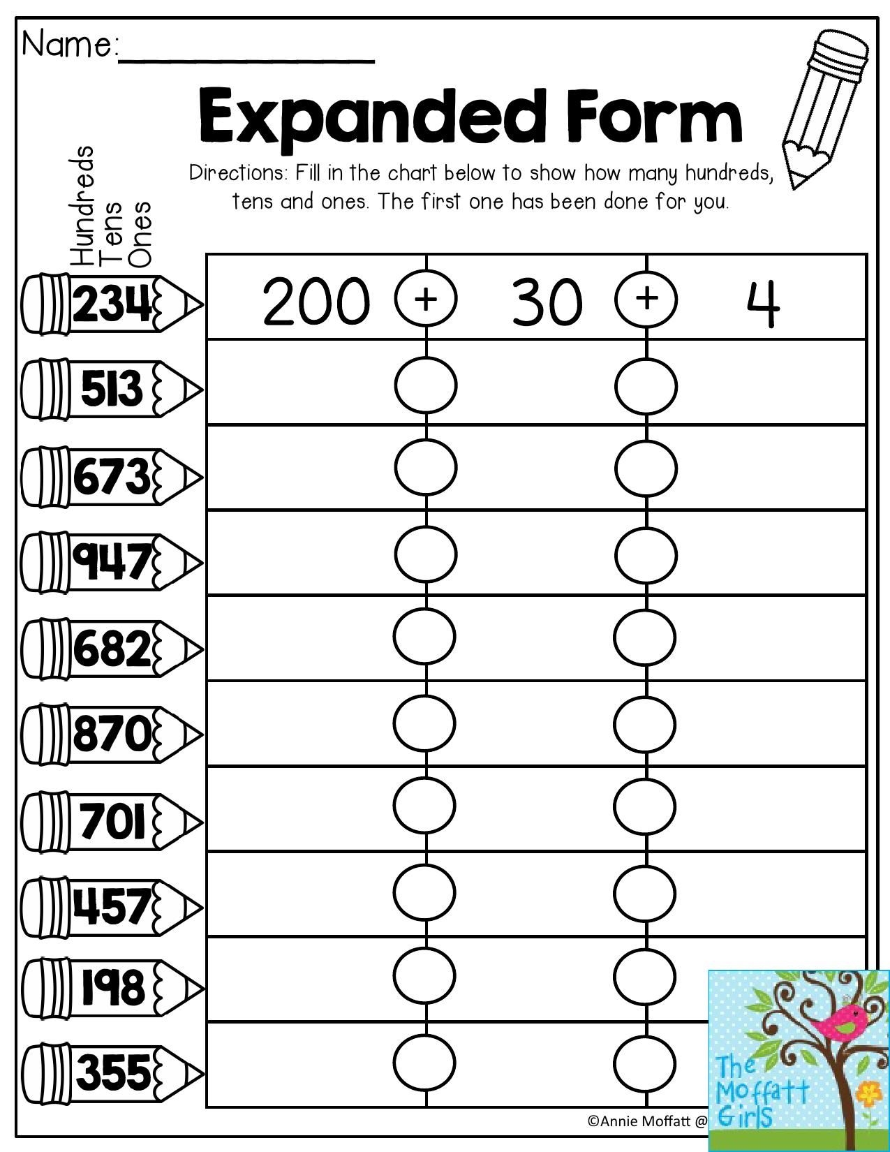Expanded Form Practice For 2nd Grade Worksheets Library