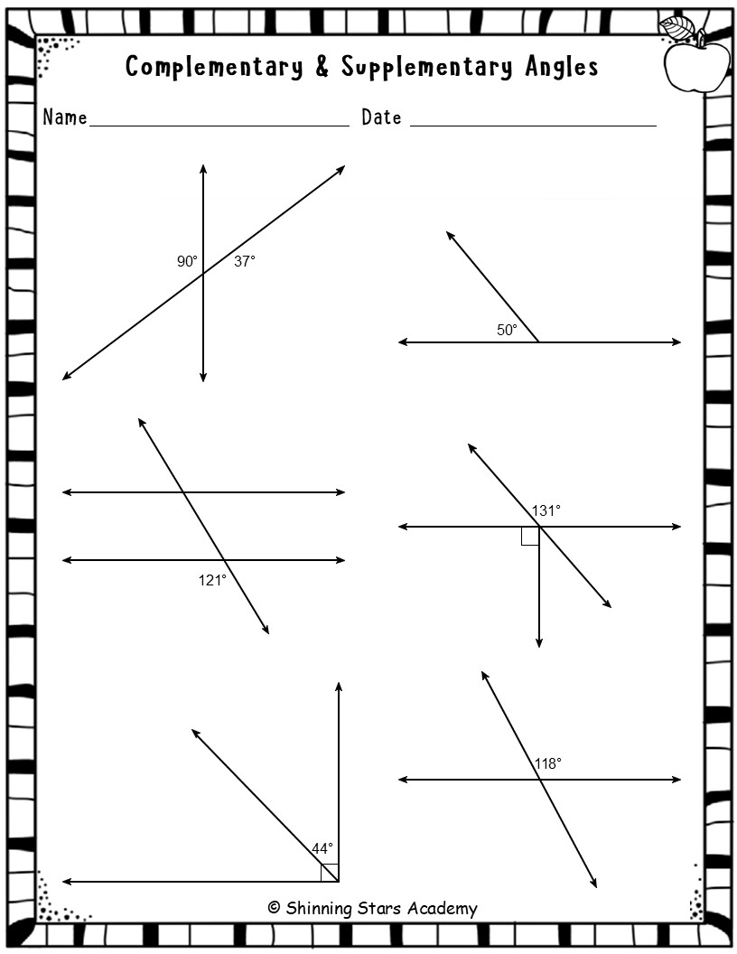 complementary and supplementary angles worksheet