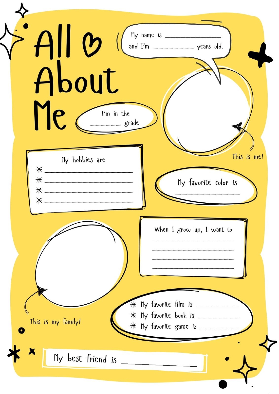 all about me worksheet