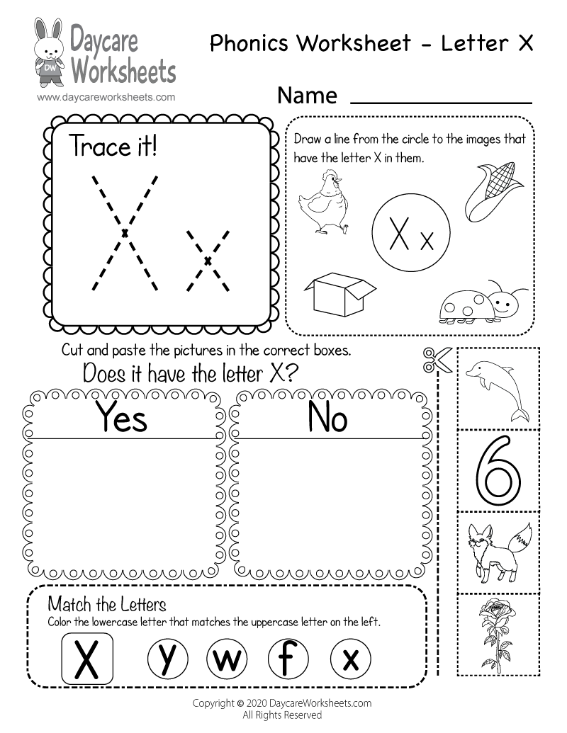 Free Letter X Phonics Worksheet Learn Letter X Sounds