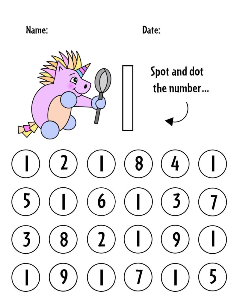 Free Preschool Number Recognition Worksheets The Hollydog Blog