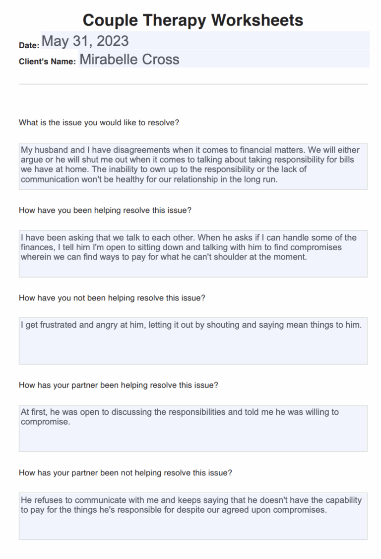 Free Printable Couples Therapy Worksheets Worksheets Library