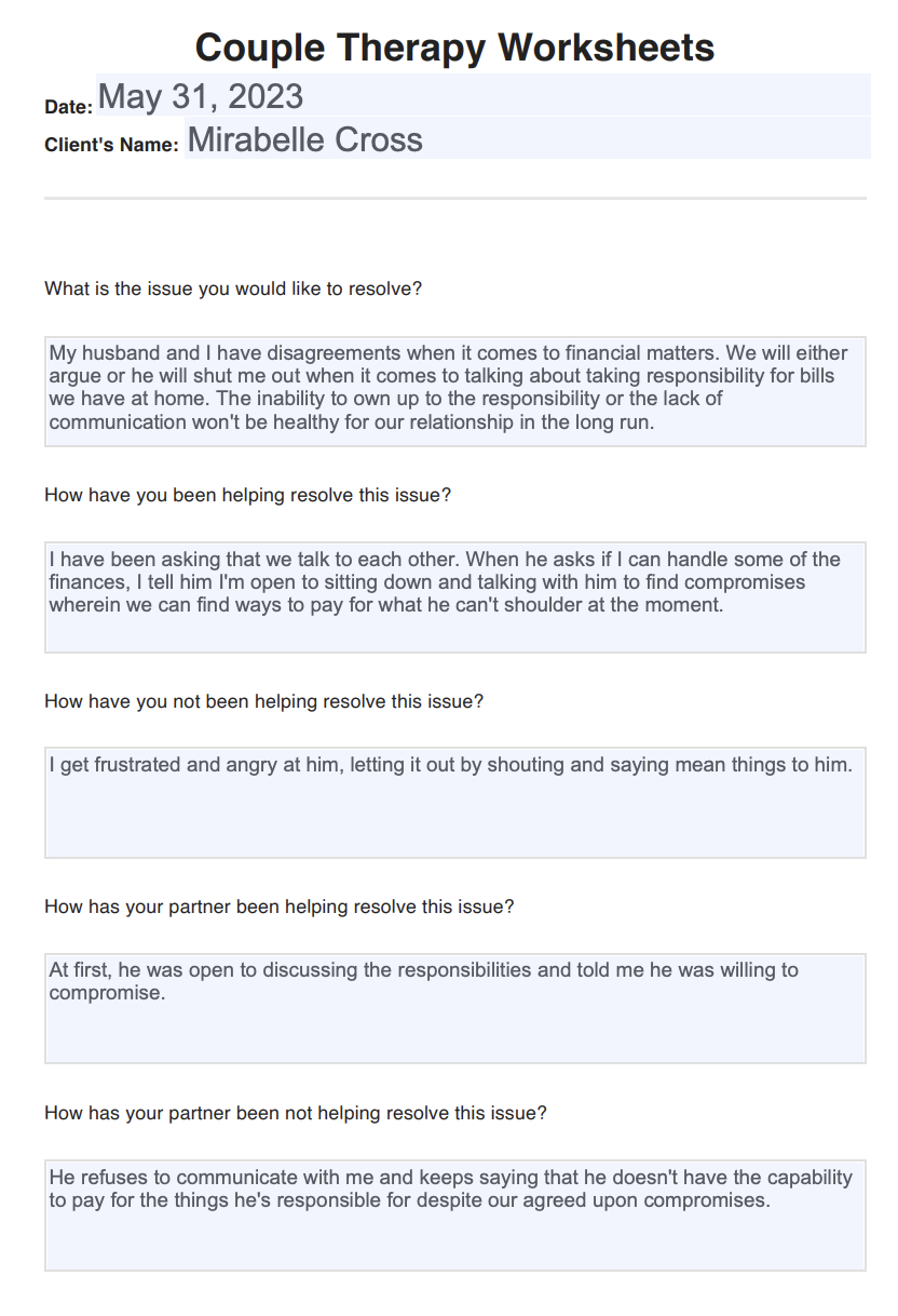 Free Printable Couples Therapy Worksheets Worksheets Library