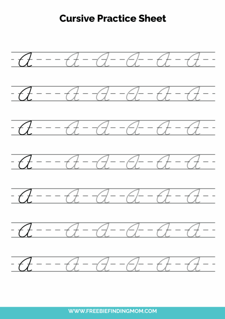 Free Printable Cursive Alphabet Practice Sheets Capital A