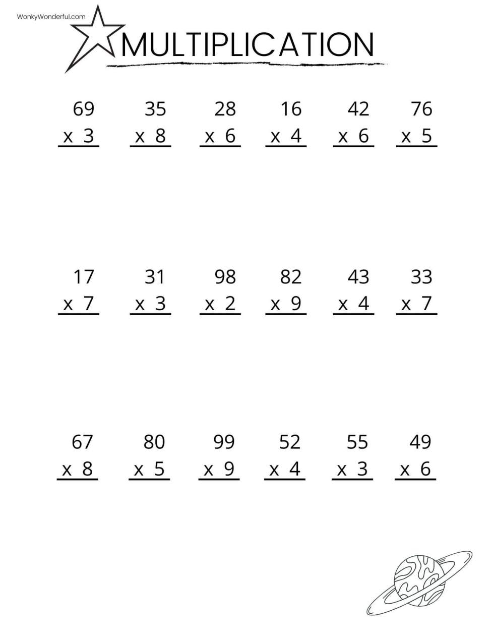 FREE PRINTABLE MULTIPLICATION WORKSHEETS WonkyWonderful Worksheets Library