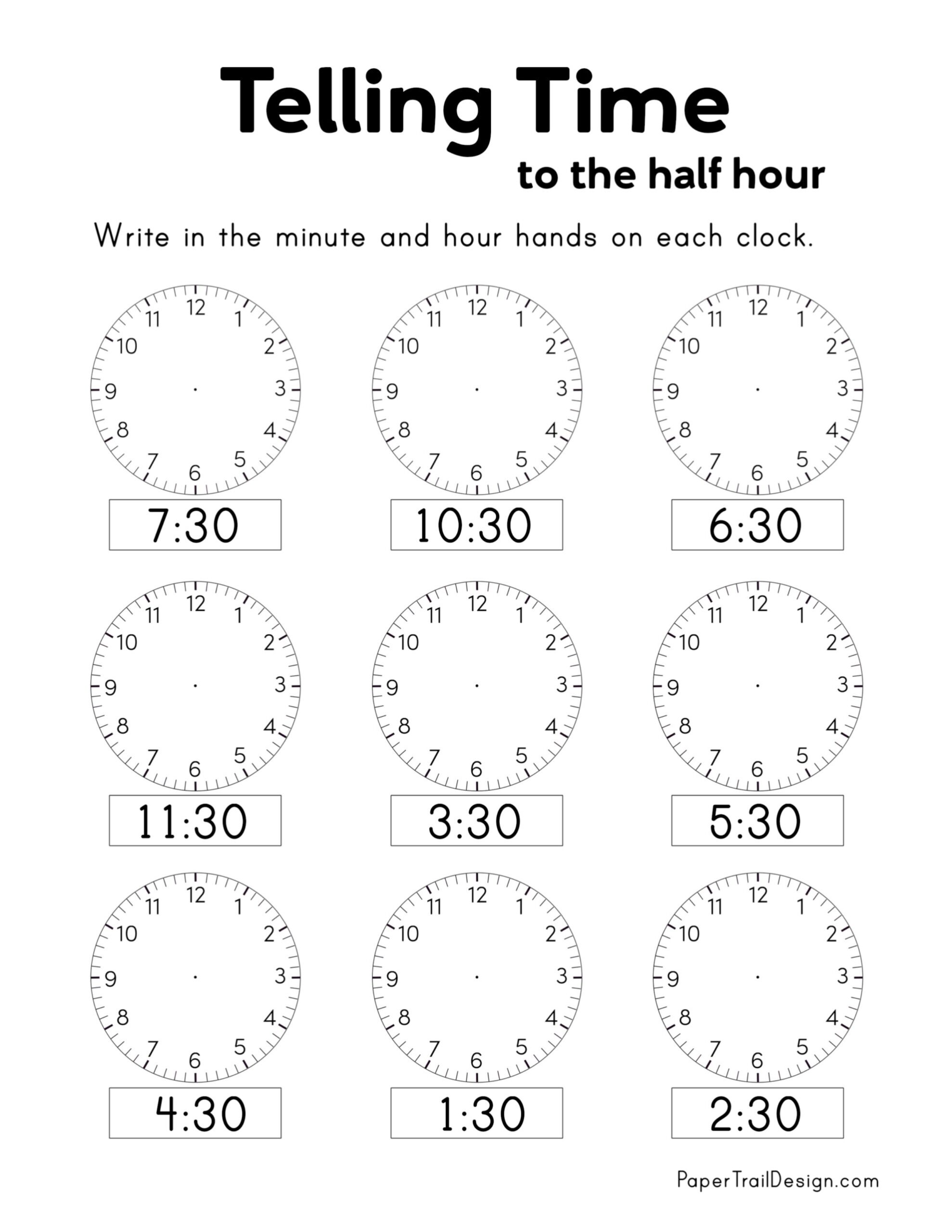 time telling worksheets