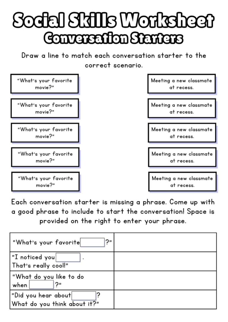 Free Social Skills Worksheets 2025 