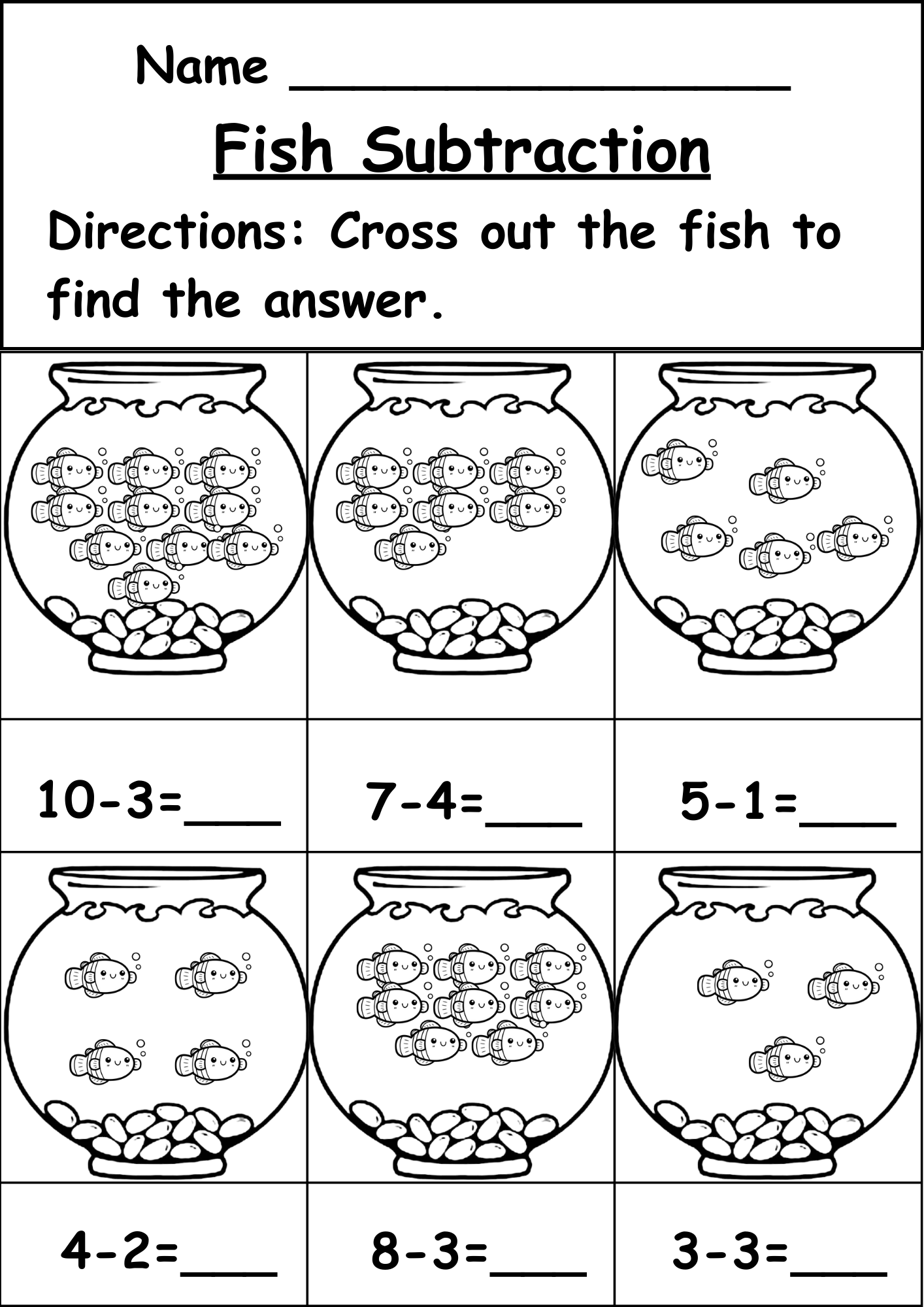 subtraction worksheets for kindergarten