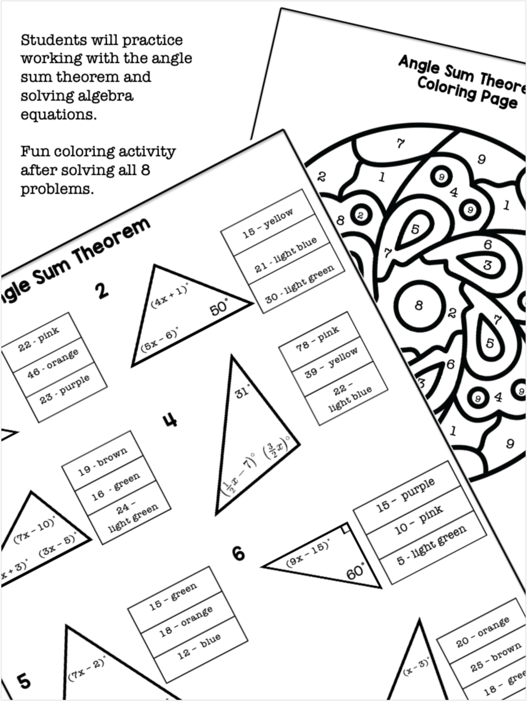 geometry coloring worksheet