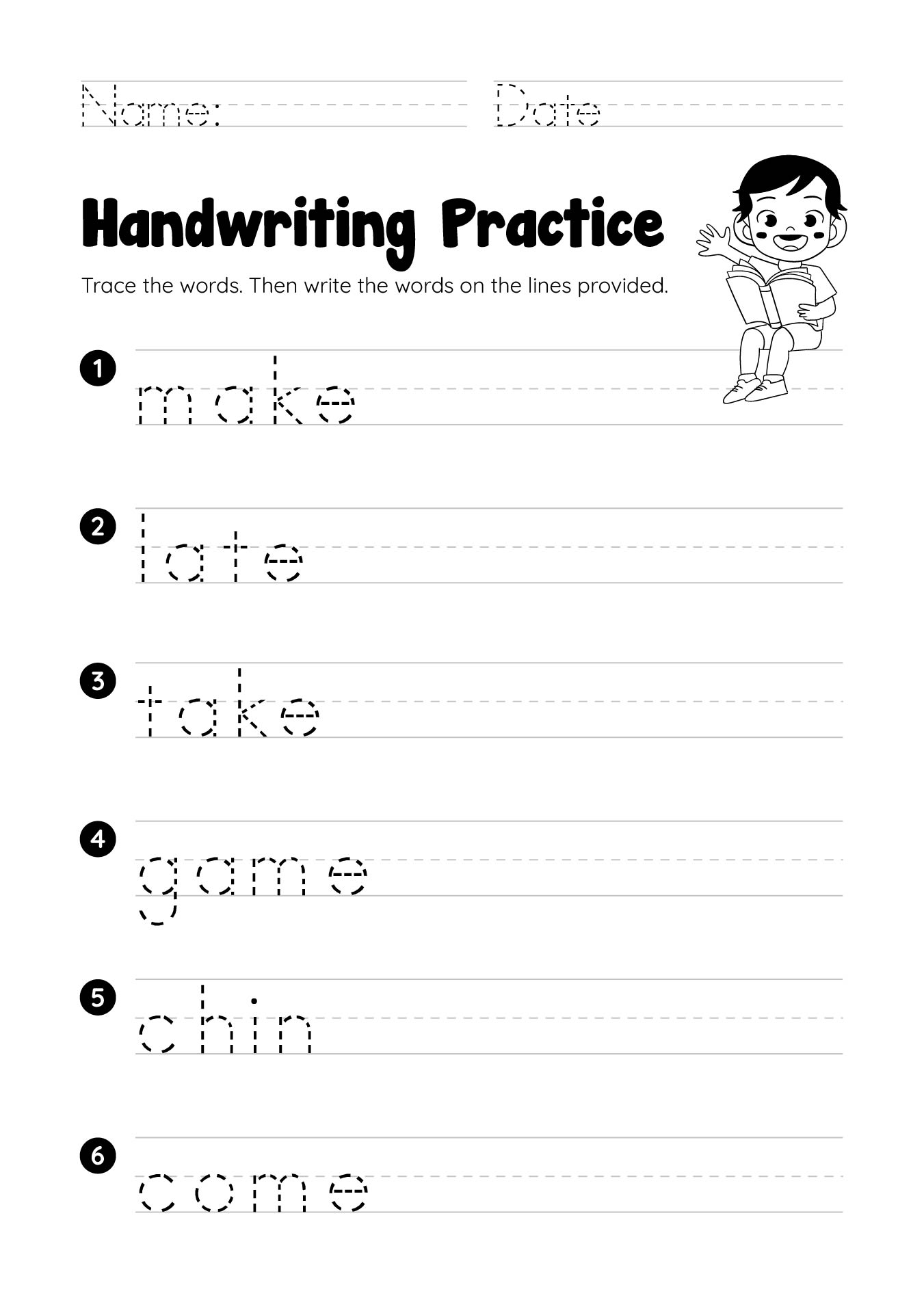 Handwriting Worksheets For Kids Dolch First Grade Words Mamas Worksheets Library
