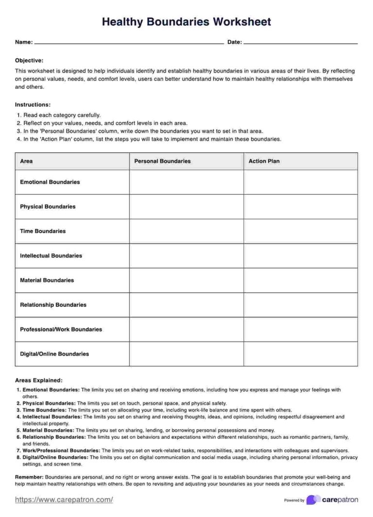 Healthy Boundaries Worksheet
