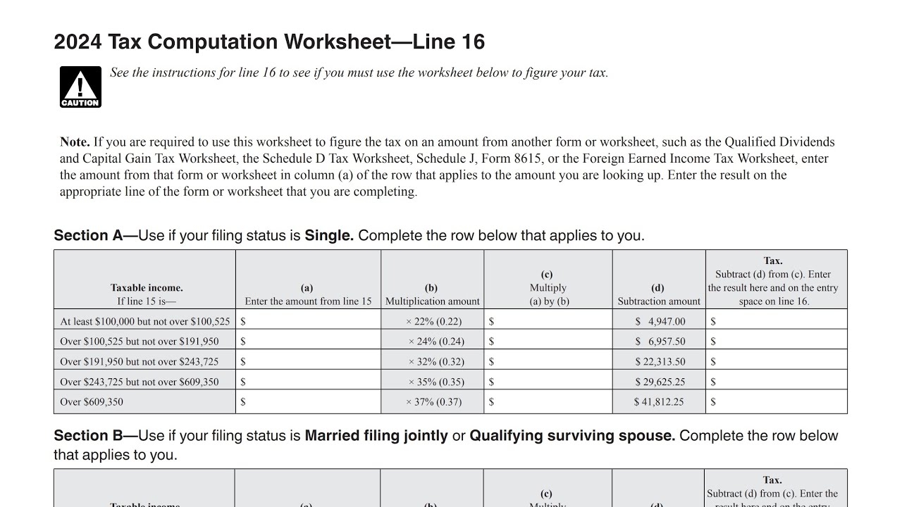 How To Calculate Your Tax Bill Using The Tax Computation Worksheet YouTube