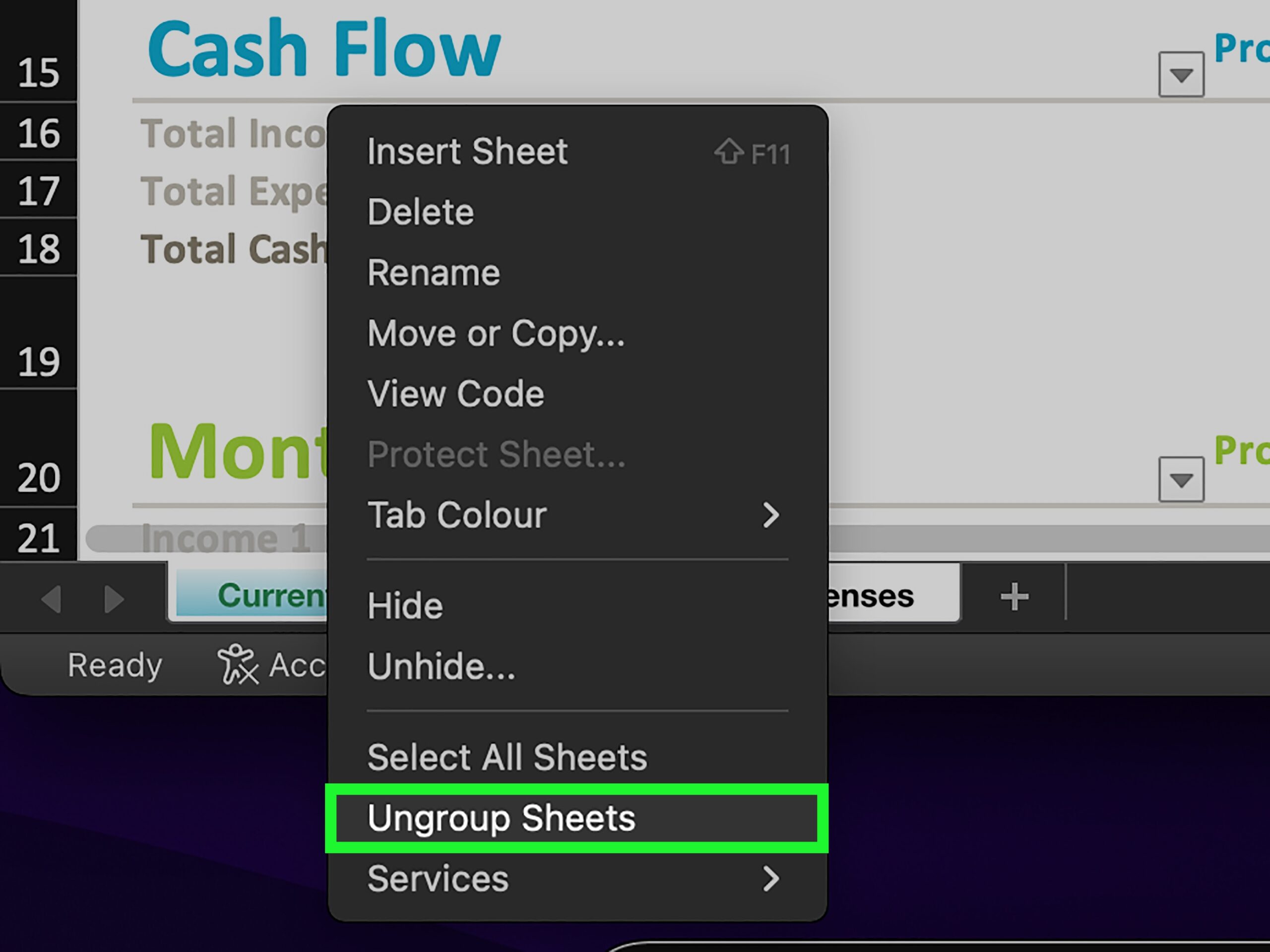 how to group worksheets excel