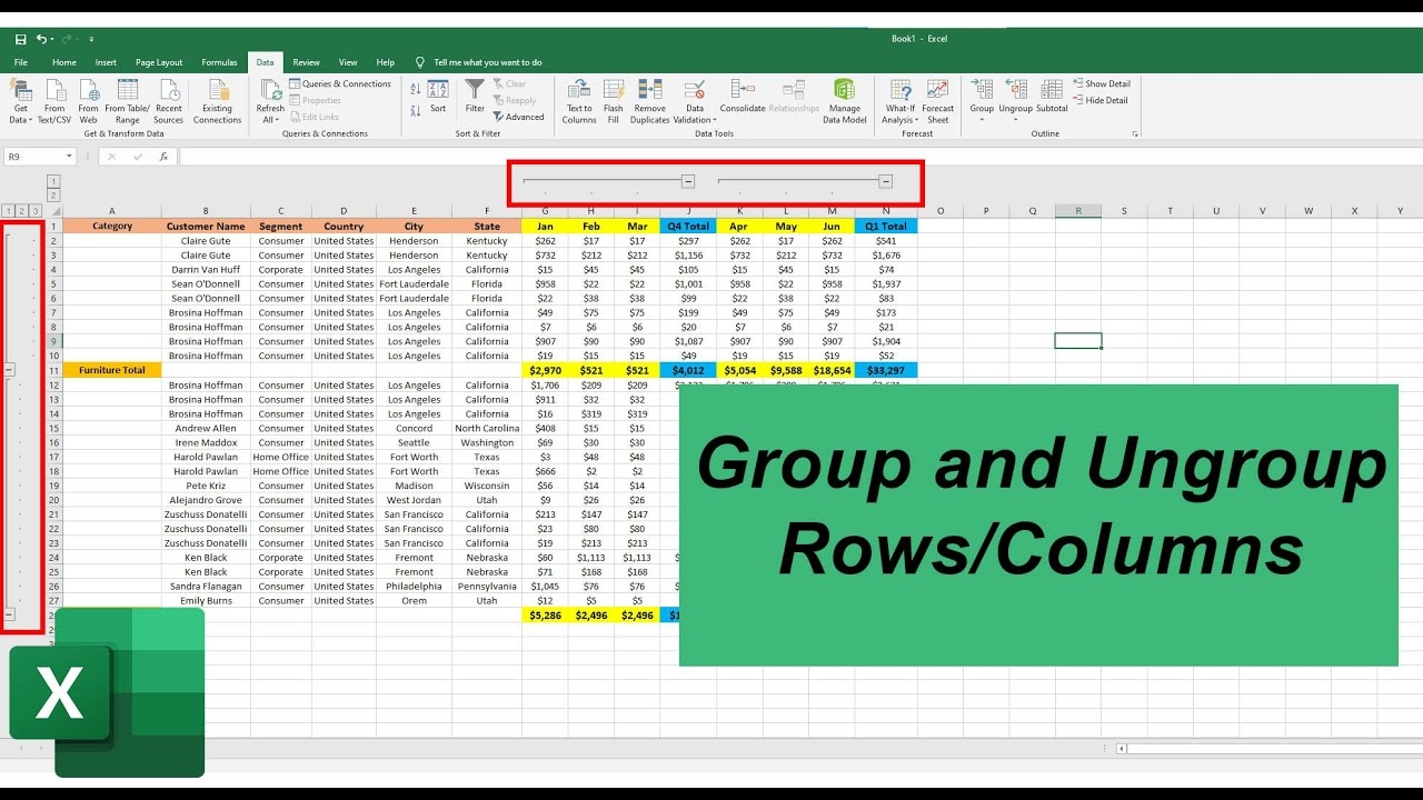 How To Group Ungroup Rows And Columns In Excel YouTube