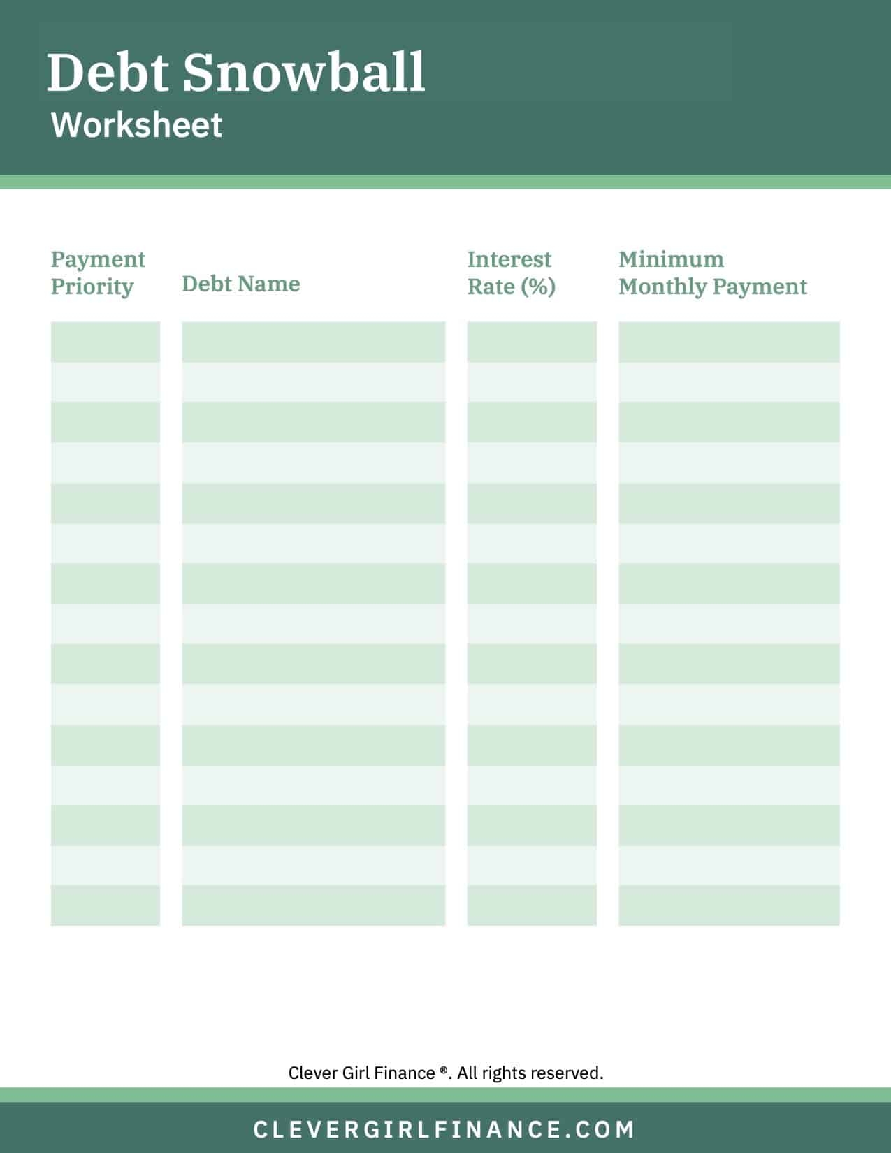 debt snowball worksheet