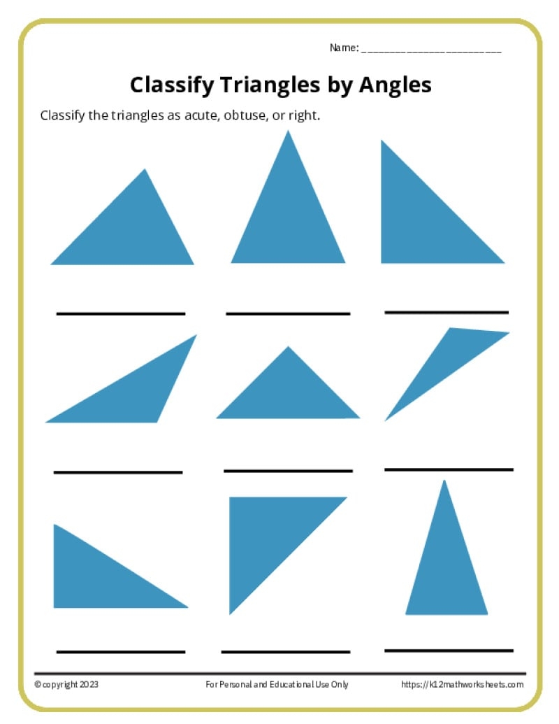 Identify And Classify Triangles Worksheets K12 Math Worksheets
