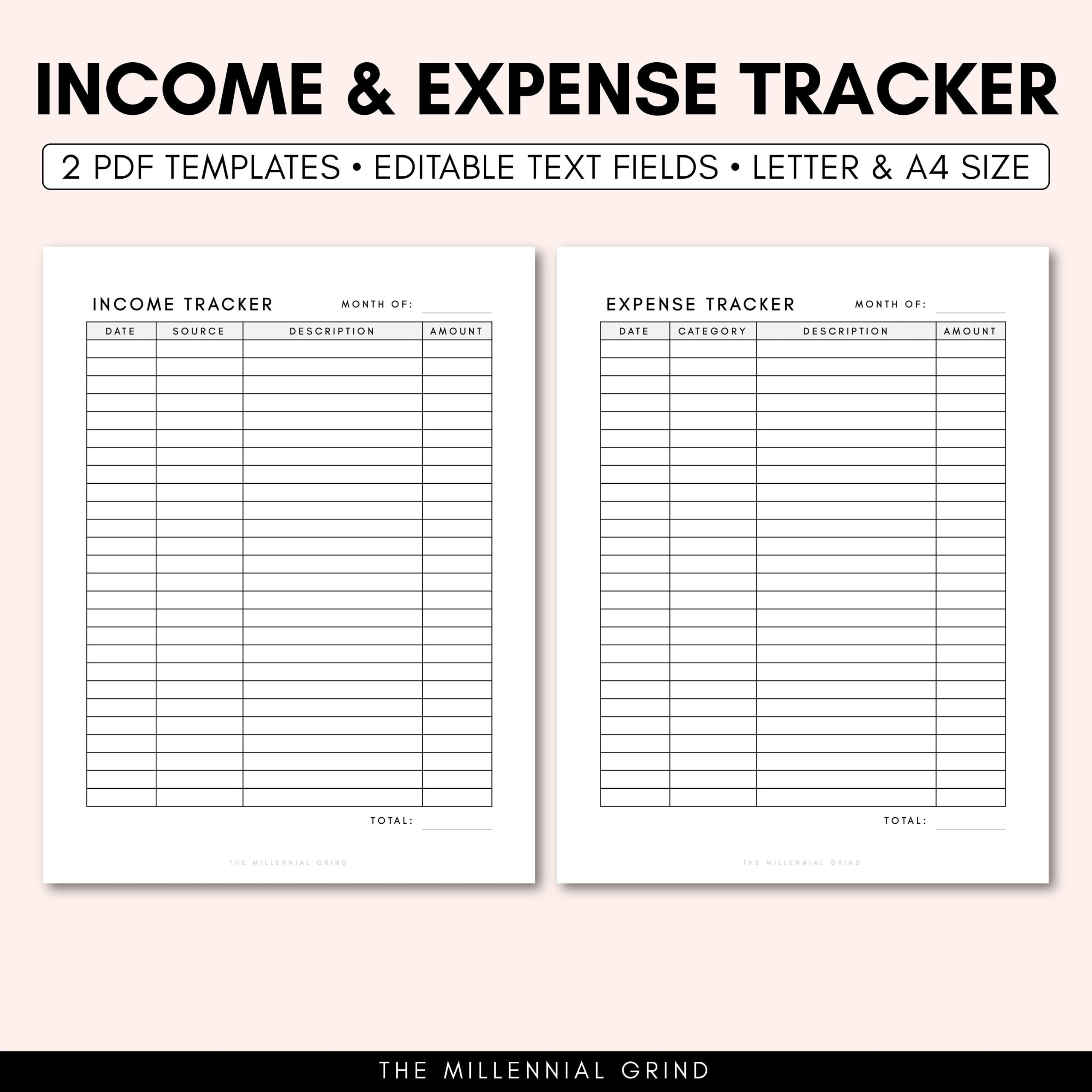 Income And Expense Tracker Printable Expense Tracker PDF Expense Tracker Template Expense Tracker Printable Income Tracker Printable Etsy