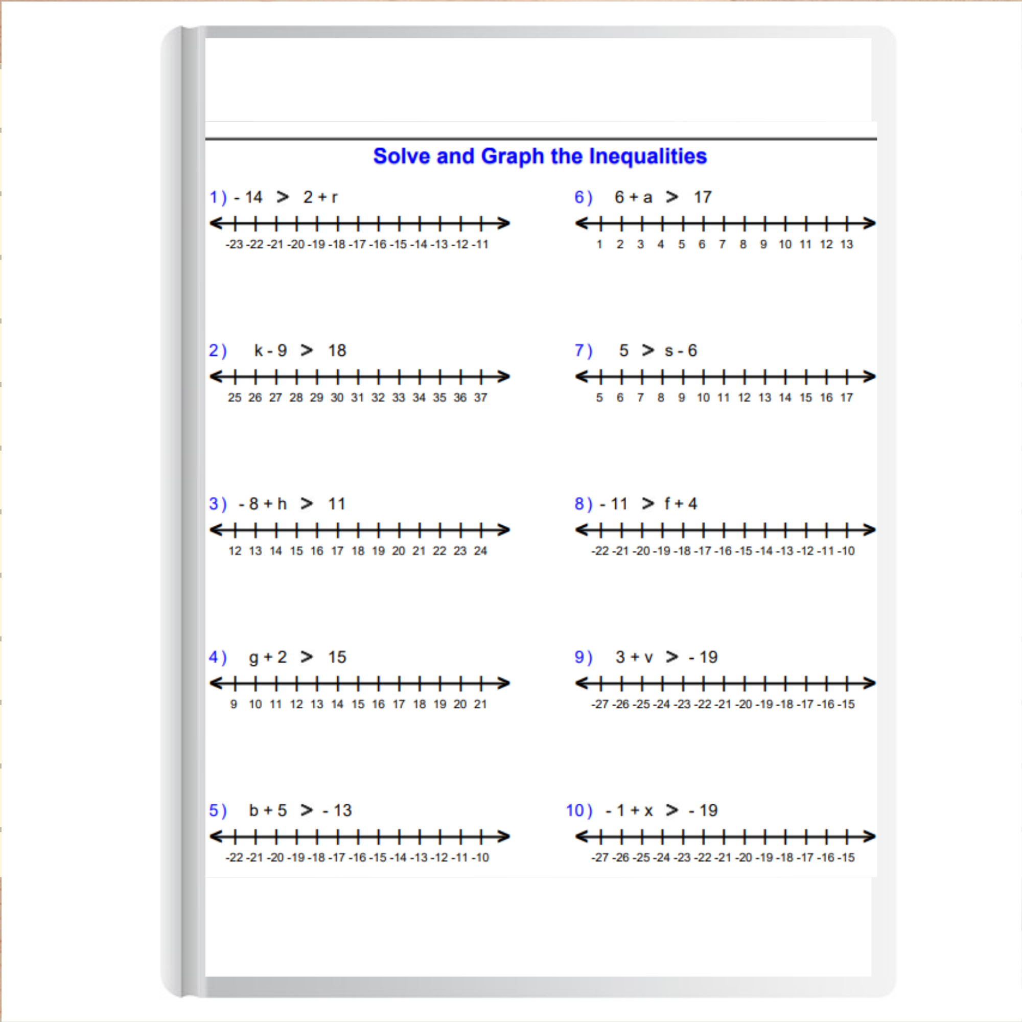 solving inequalities worksheet