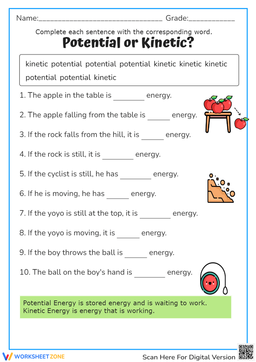 Kinetic And Potential Energy PowerPoint amp Google Slides For 3rd 5th Worksheets Library