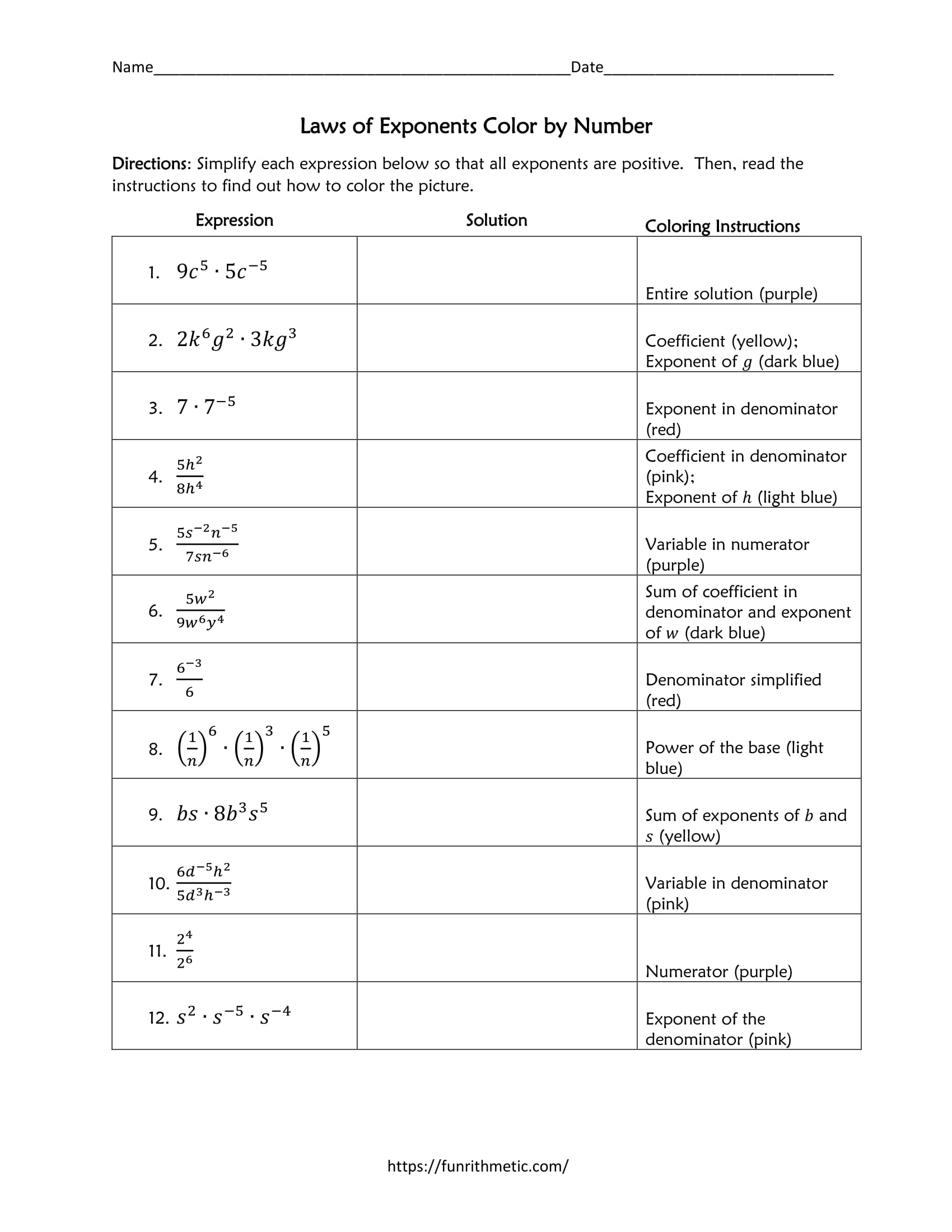 exponent rules worksheet exponent rules worksheet