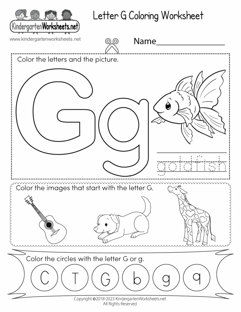 Letter G Coloring Worksheet Free Printable Digital PDF