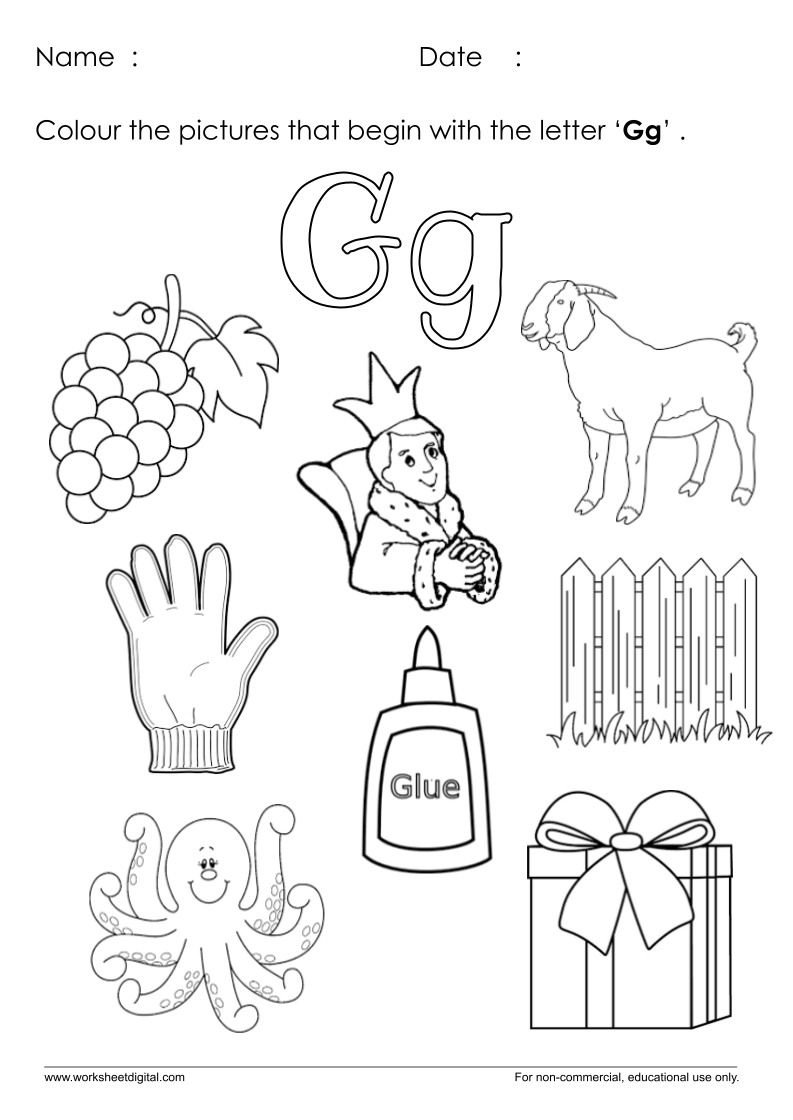 letter g worksheets