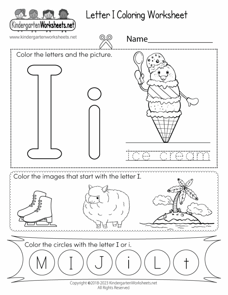 Letter I Coloring Worksheet Free Printable Digital PDF