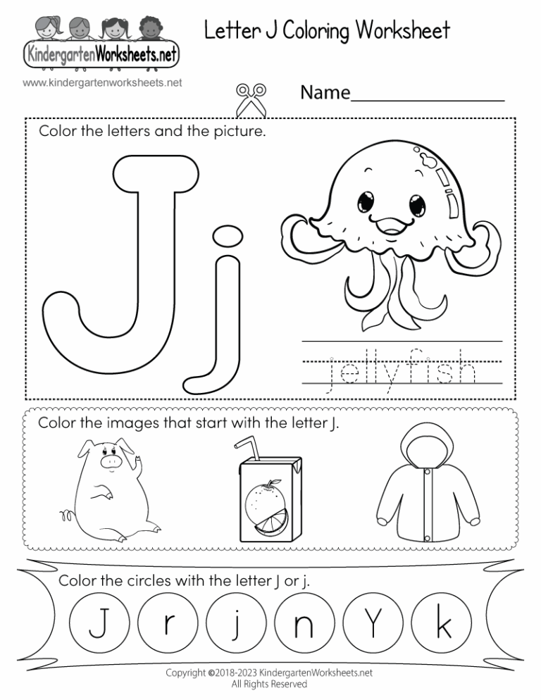 Letter J Coloring Worksheet Free Printable Digital PDF