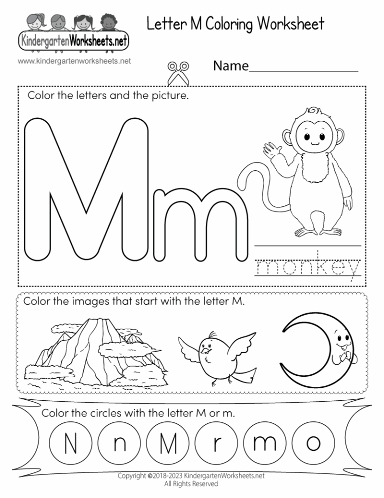 Letter M Coloring Worksheet Free Printable Digital PDF