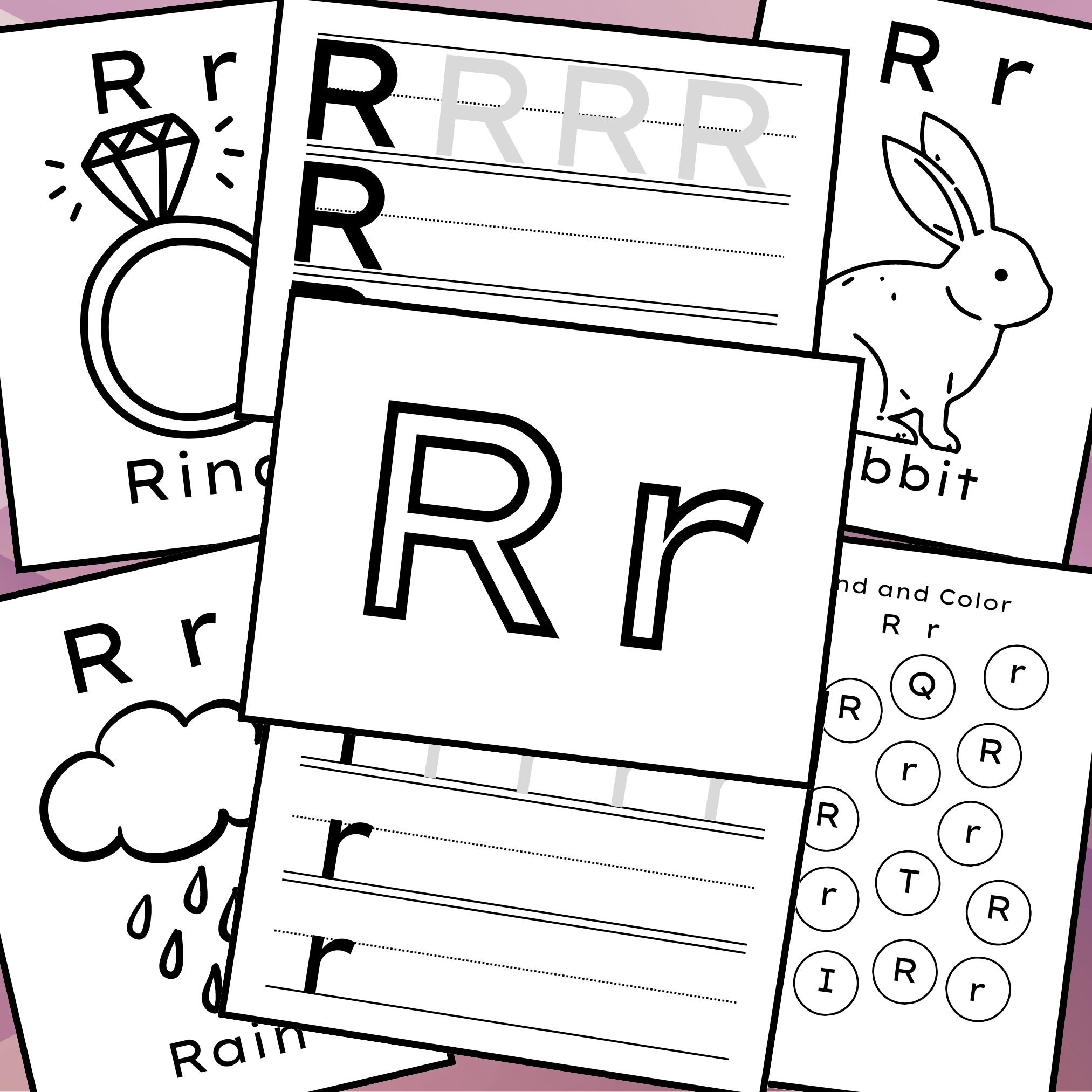 Letter R Worksheets Alphabet Worksheets Preschool Worksheets Homeschool Worksheet Letter Worksheet Early Literacy Worksheet Etsy