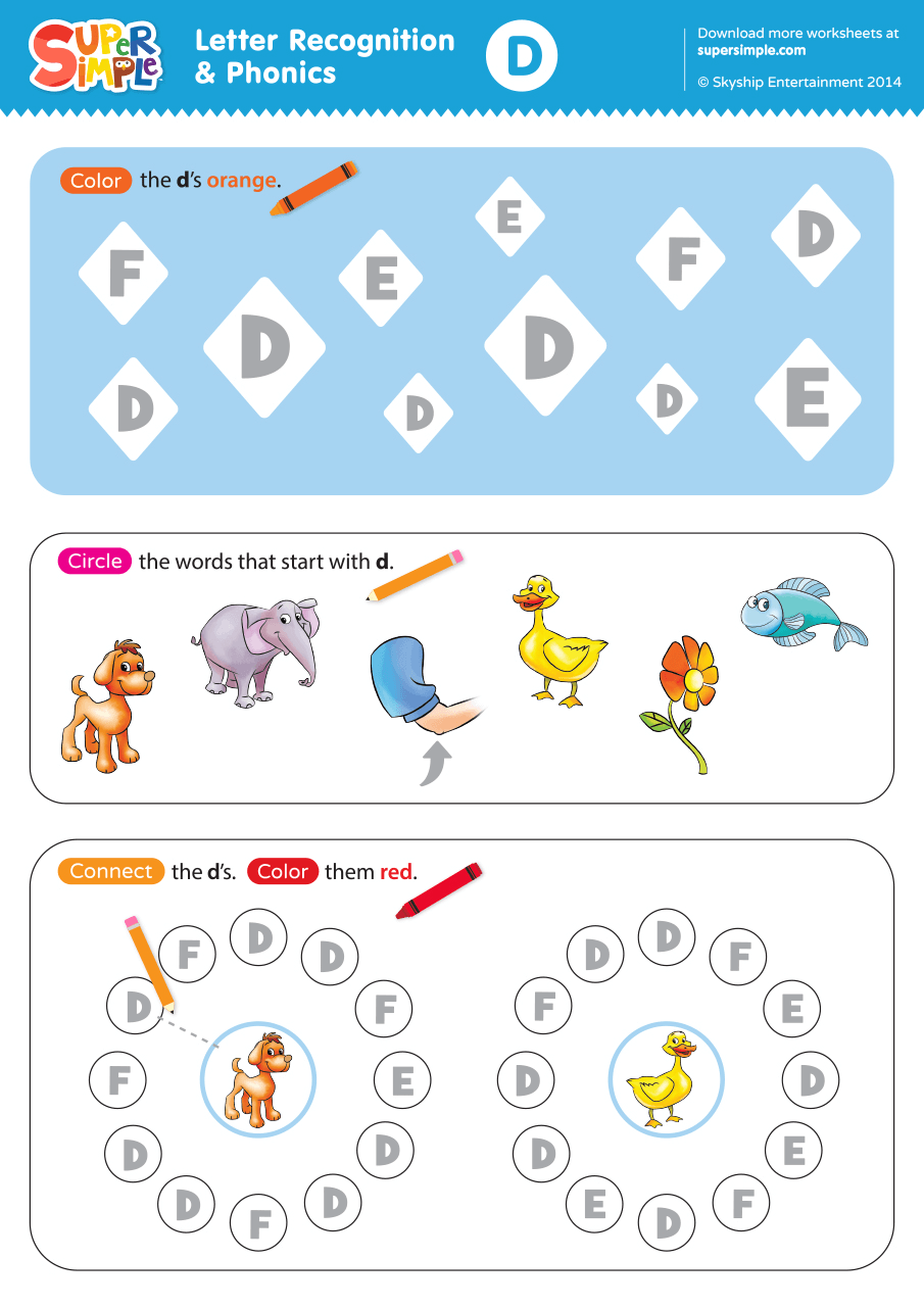 letter d worksheets