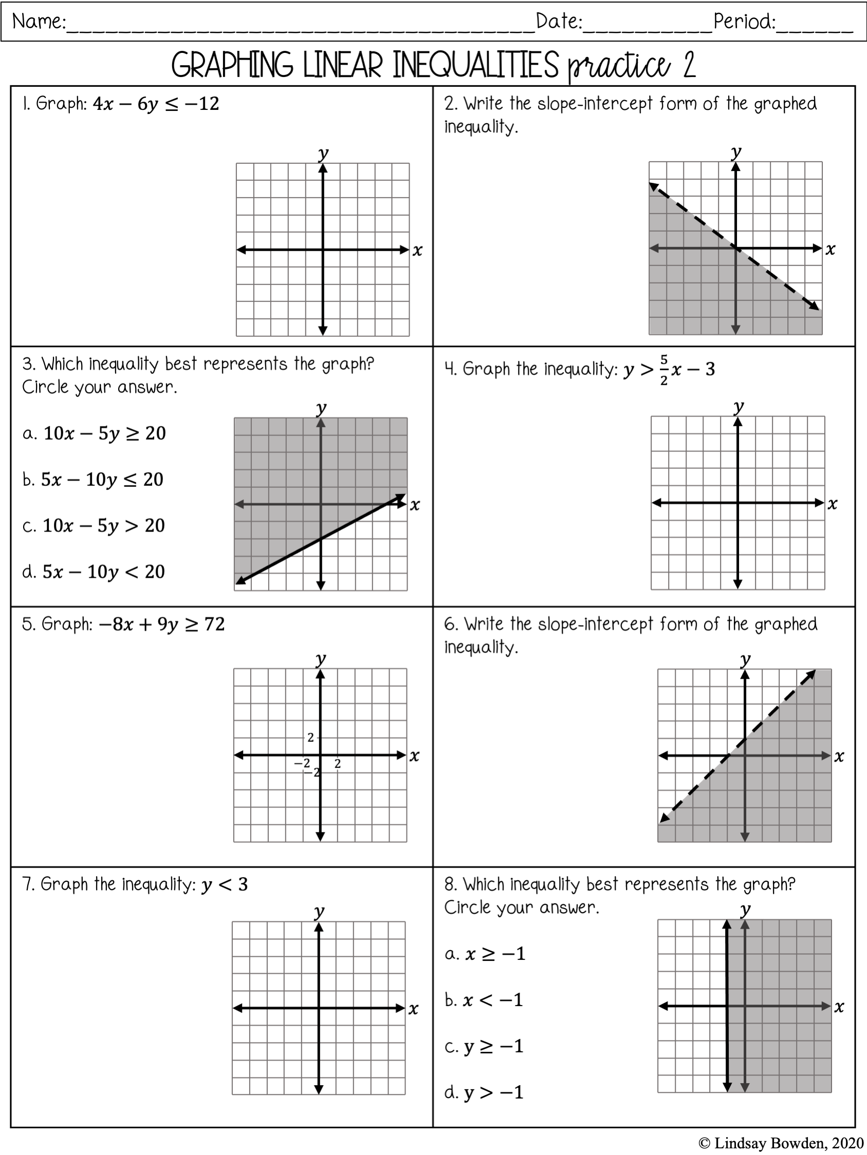 Linear Inequalities Notes And Worksheets Lindsay Bowden Worksheets Library
