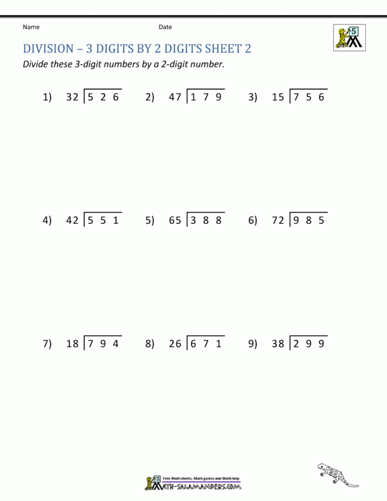 Long Division Worksheets For 5th Grade