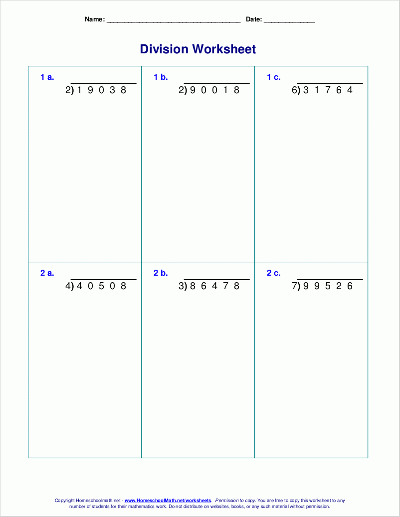 Long Division Worksheets For Grades 4 6