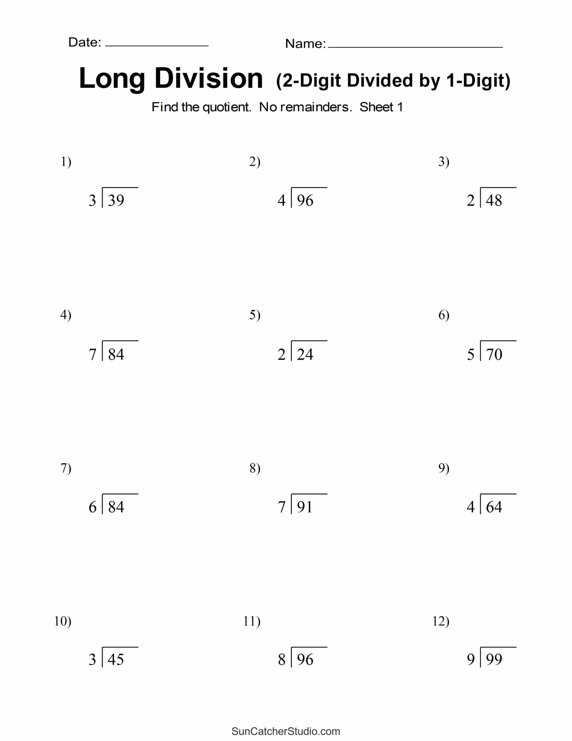 Long Division Worksheets Problems Free Printable Math Drills Free Printables Monograms Design Tools Patterns DIY Projects