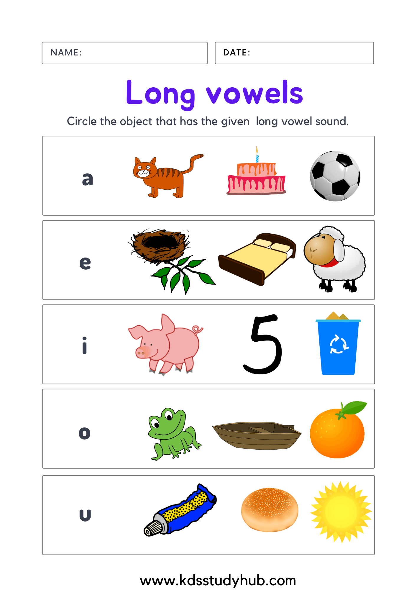Long Vowel Sounds Worksheets Library