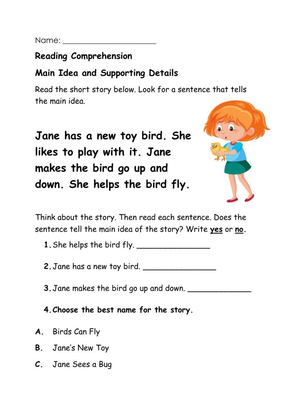Main Idea Online Activity For Grade 1 Live Worksheets Worksheets Library