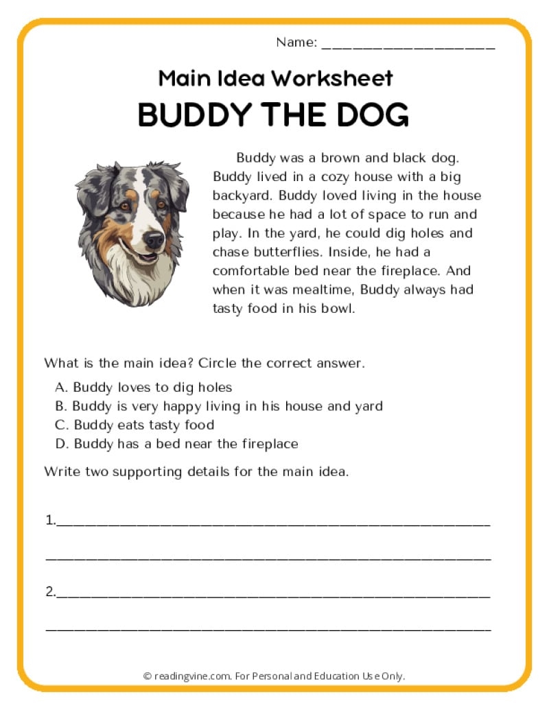 main idea worksheets main idea worksheets