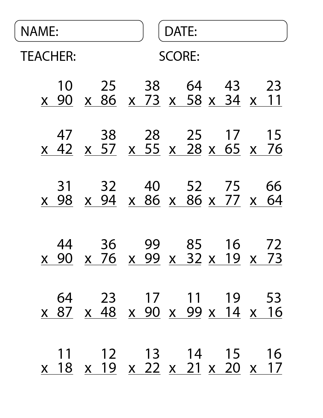 Master Multiplication With Our 2 Digit By 2 Digit Multiplication Worksheets Made By Teachers