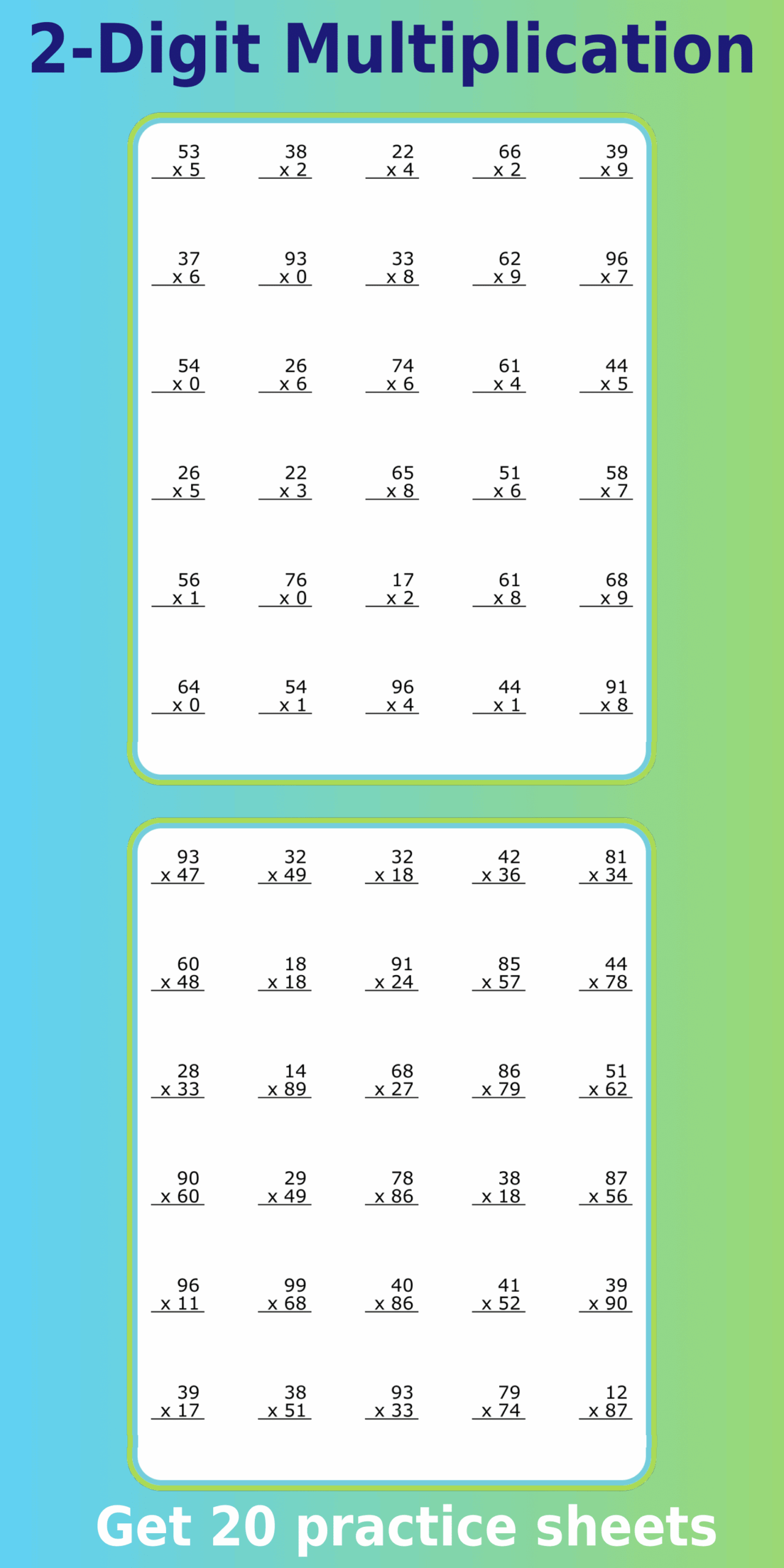 Math 2 Digit Multiplication PDF 