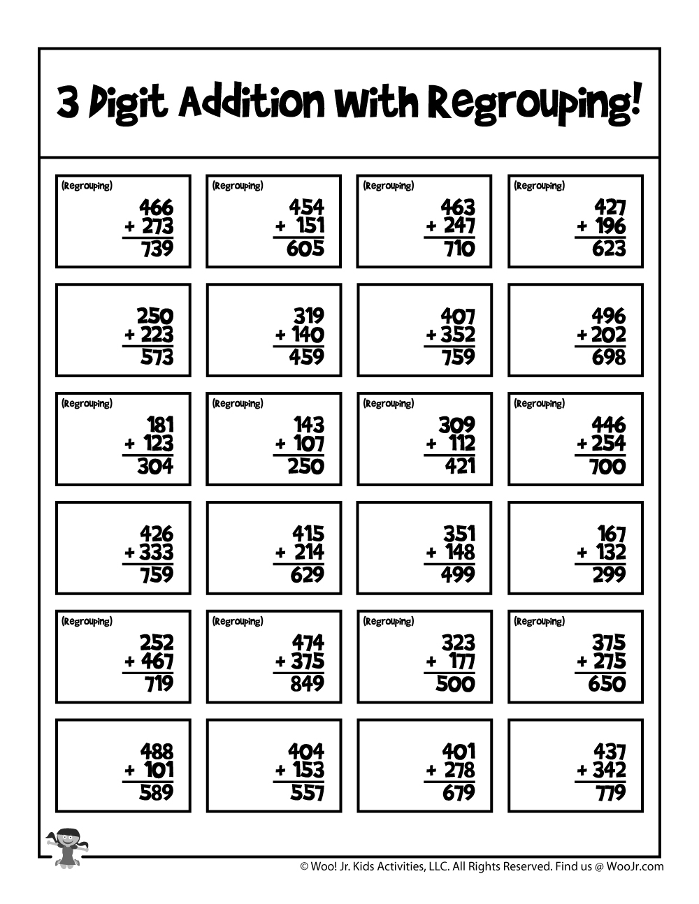 Math Regrouping Worksheets Woo Jr Kids Activities Childrens Worksheets Library