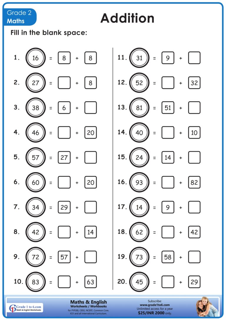 Maths Worksheet For Class 2 Grade1to6 Worksheets Library