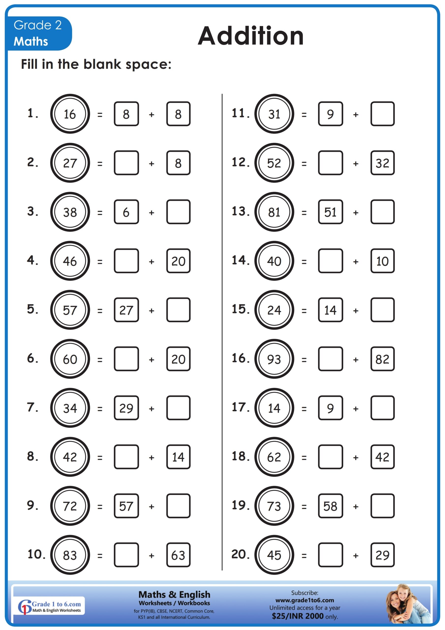 Maths Worksheet For Class 2 Grade1to6 Worksheets Library